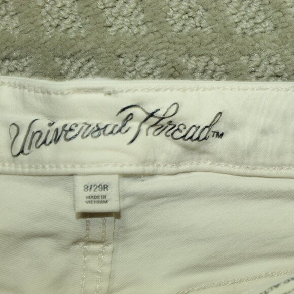 Universal Threads Size 8 / 29R Cream Button Fly Skinny Raw Hem Denim Ankle Jeans - Picture 3 of 6